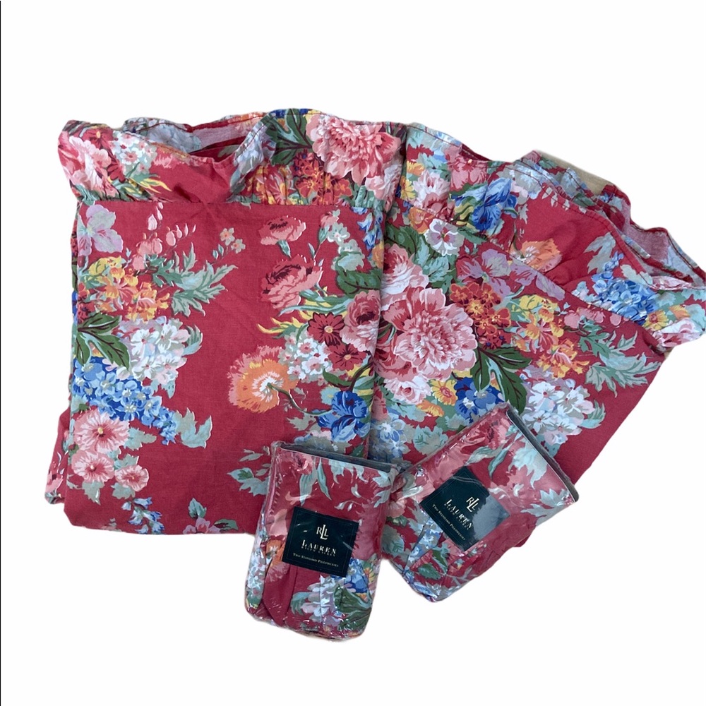 Ralph Lauren king 2 ruffle top sheet & NWT pillow